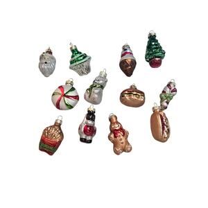 12 Vintage Glass Small Ornaments 2"